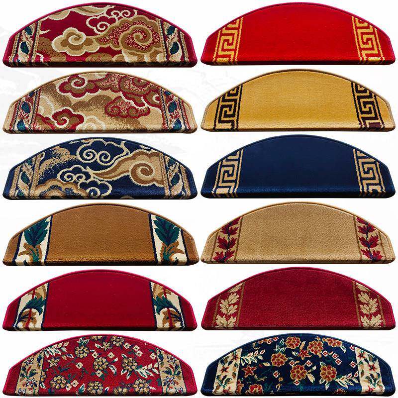 Yitian stair step mat new Chinese style spiral staircase glue-free self-absorbing self-adhesive non-slip corner full carpet customization