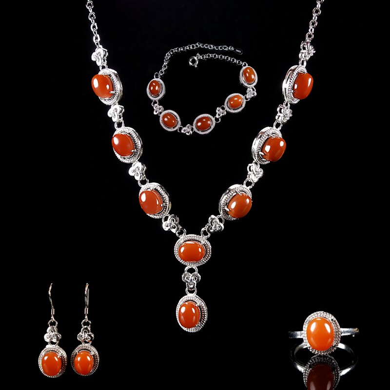 Collectible jewelry set South red Agate