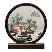 Suzhou embroidery pure hand embroidery purple sandalwood double-sided embroidery ornaments ancient landscape creative Chinese style craft ornaments