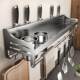 304 Stainless Steel Kitchen Storage Rack, No-Drill Wall-Mounted Seasoning, Chopsticks, and Knife Holder, Comprehensive Storage Rack
