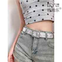 Silver niche retro old leather belt with cracks Asian Pacific girl culture hot girl decorative belt for women 2024 new style