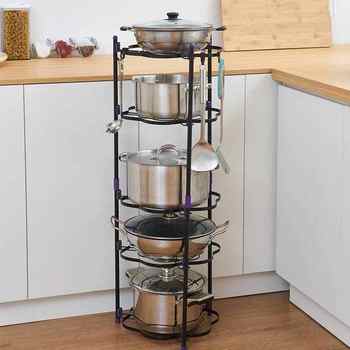 O&kitchen corner storage rack floor-standing multi-layer stainless steel triangle wall corner pot rack household pot storage pot