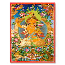 (Cai Tang Manjushri Bodhisattva) Tibetan natural mineral hand-painted thangka eight zodiac Buddha statue hanging painting
