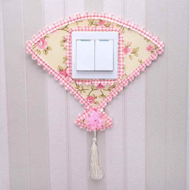 Switch Cover Fabric Panel European Style Dust Cover Lace Trim Cover with Pocket Light Switch Protective Cover Rectangular Socket