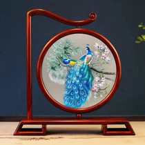 Suzhou embroidery finely polished pure handmade rosewood double-sided embroidery ornament Peacock Chinese style craft gift