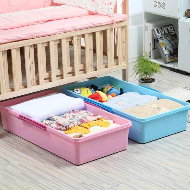 Under-bed box with cover pulley living room and bedroom storage box large plastic storage box sorting box
