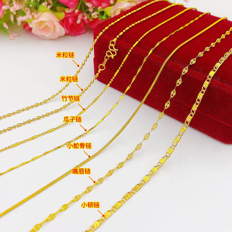 Zhou Dafu Huanmei never drops color 999 gold necklace woman 16K real gold lock bone chain 24k pendant real gold delivery gift