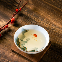 Ink View Mountain Masters Cup National Master Liu Pei Bamboo Hand-painted Puer Tea Drinking Cup Ceramic Tea Cup Home Gift