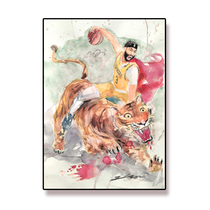 Direct purchase comes with framed hand-painted original work by Zhou Chao contemporary trendy art NBA star (Thick Eyebrow Brother)