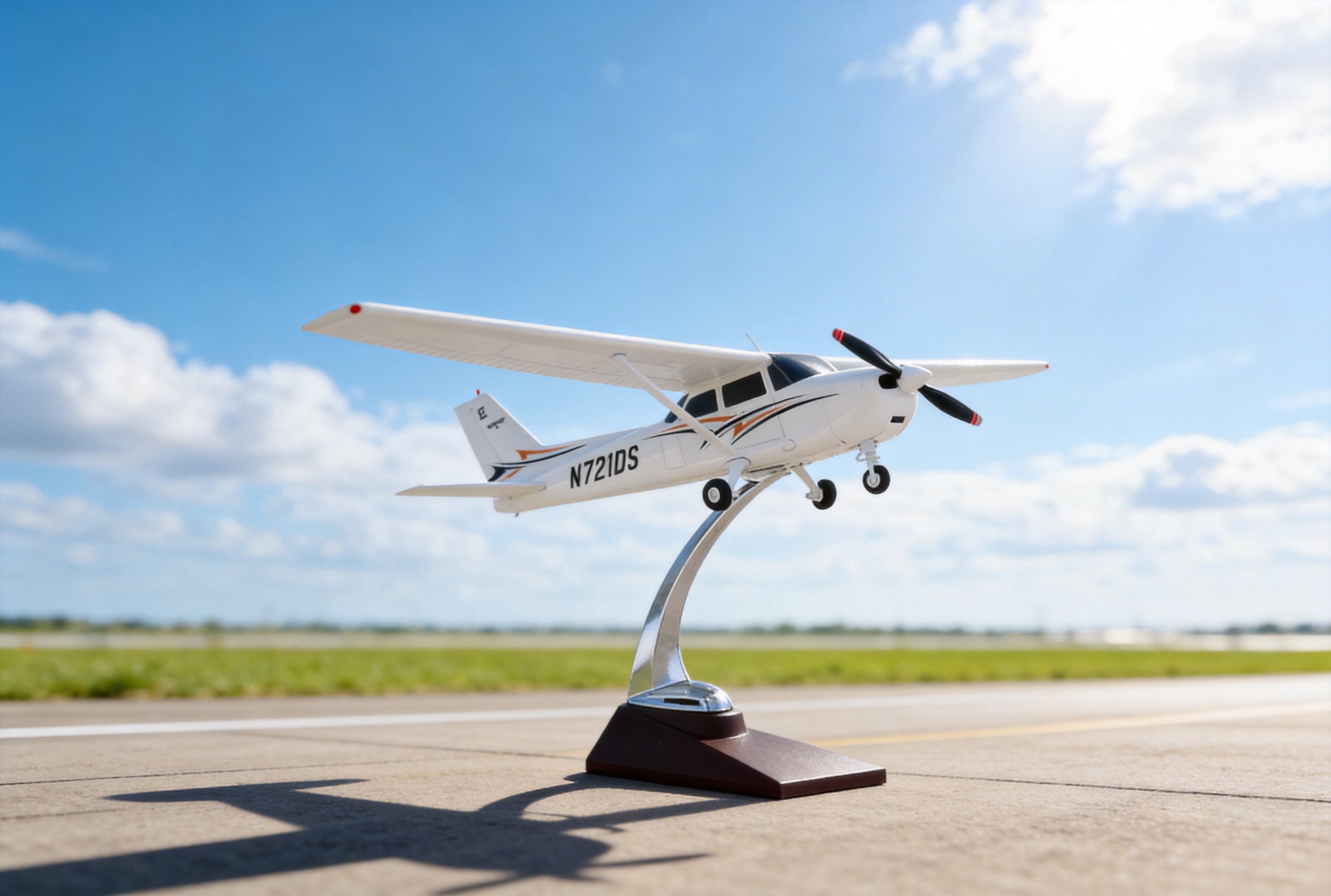 Cessna 172 model on runway background