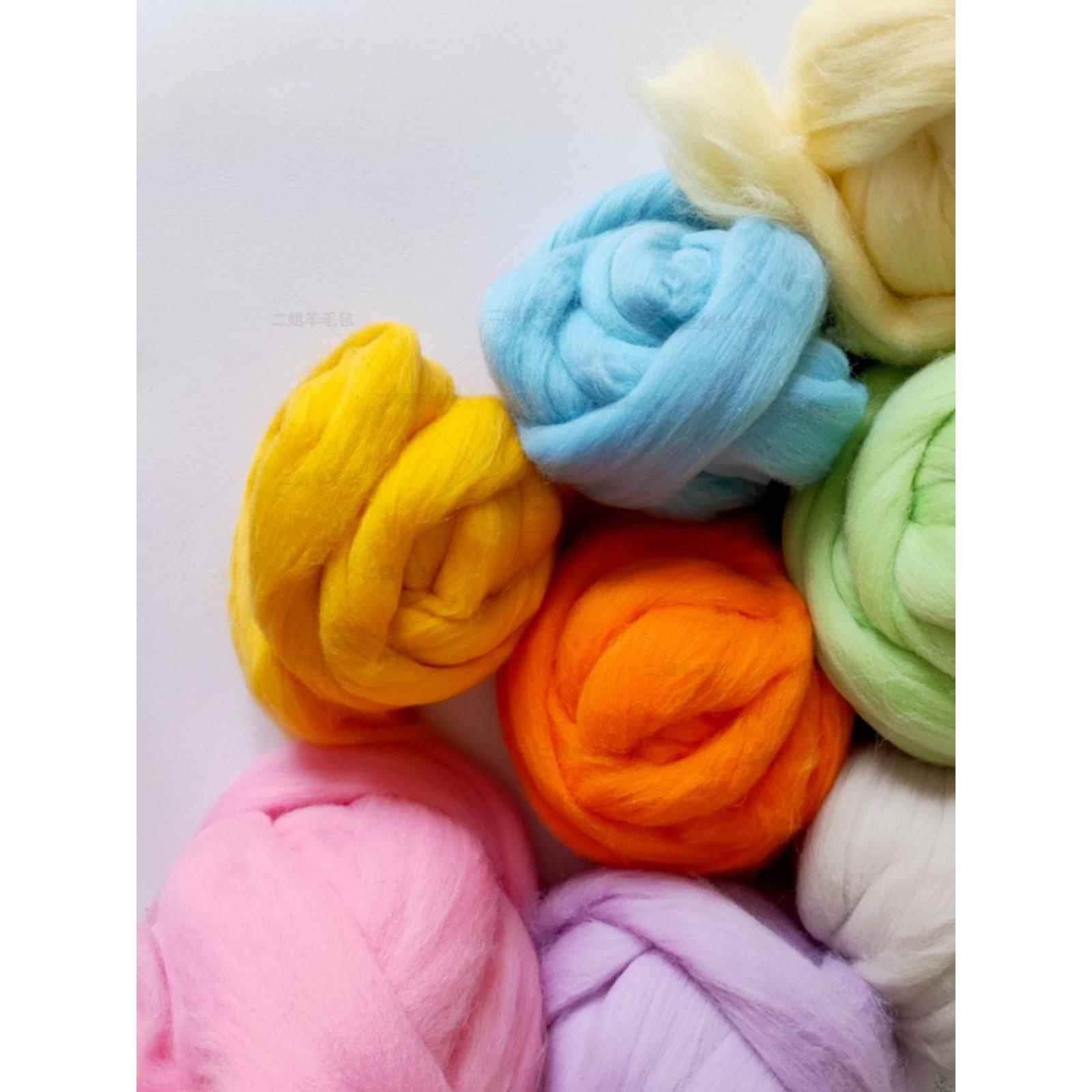 50g Pack of Wet Felt Needle Felt Wool Strips for Needle Felting, Colorful Wool Felt Material for Handmade Diy, White Base