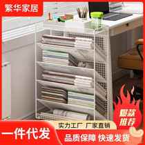 Under-desk storage rack with wheels removable bookshelf tableside childrens desk student book storage wrought iron floor-to-ceiling bookcase