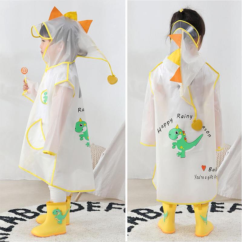 Baoyu Little Dinosaur Children's Raincoat Boys Girls Kindergarten Baby with School Bag Rain Poncho Kids Student Raincoat
