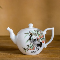 Longevity and longevity old porcelain teapot 1970s official kiln porcelain Hongjiang big ball mud hand-painted single pot for home collection