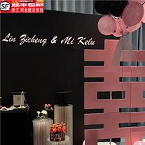 Black powder engagement banquet decoration balloon full set customized kt background board welcome card package internet celebrity wedding scene