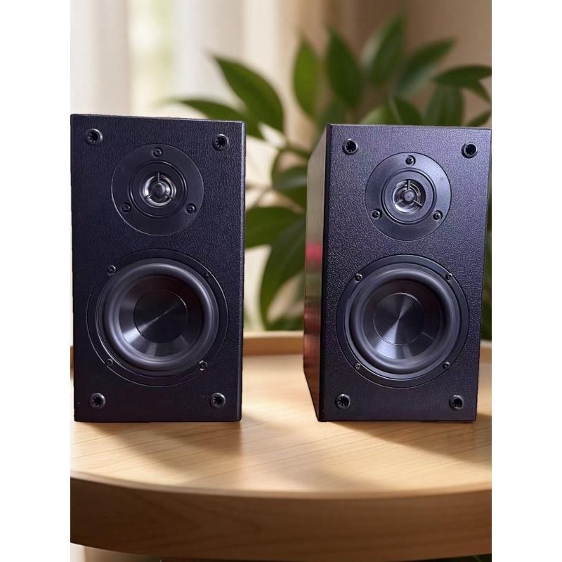 Wooden Passive Speakers 2.0 Bookshelf Passive Surround Sound Combination Audio Subwoofer Auxiliary Unit 4inch Bass Sound
