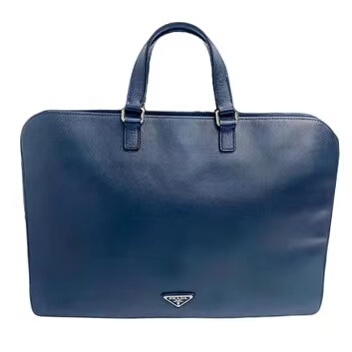 【 70% off Instant Purchase 】95% New Prada Men's Full Leather Navy Blue Handheld Briefcase Authentic