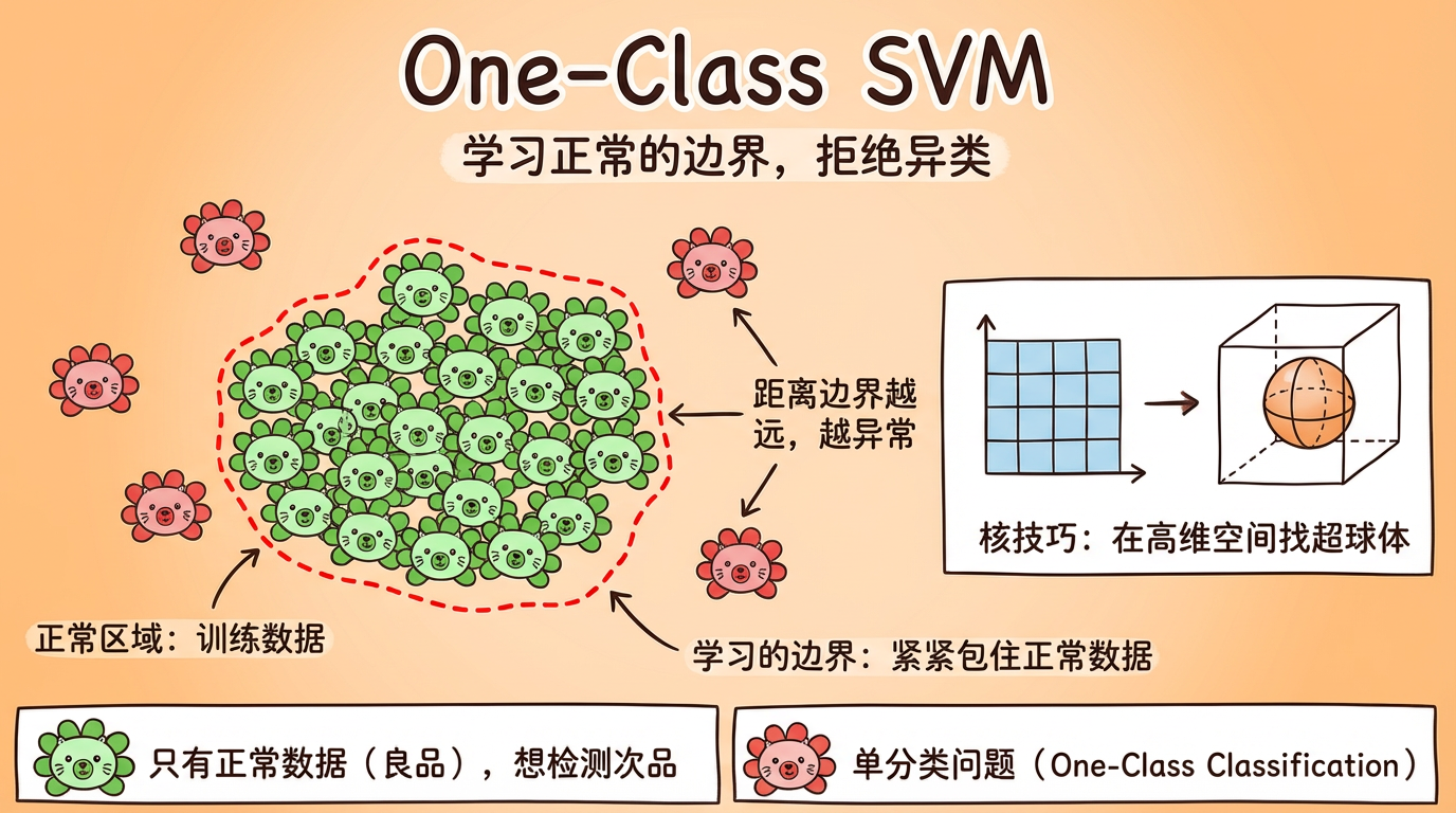 One-Class SVM 边界示意图