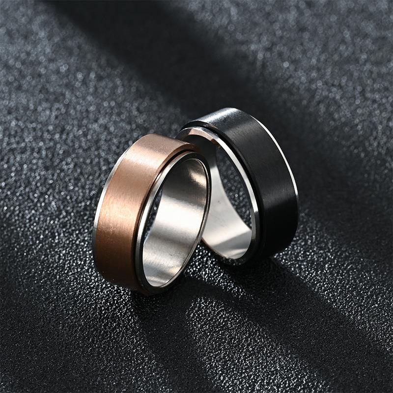 European and American diamond jewelry Amazon cross-border new product 8mm blank titanium steel rotating ring for anti-anxiety and stress reduction