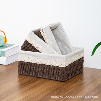 Storage basket bedside table bamboo basket woven basket desktop coffee table storage living room underwear picnic basket toys fabric home