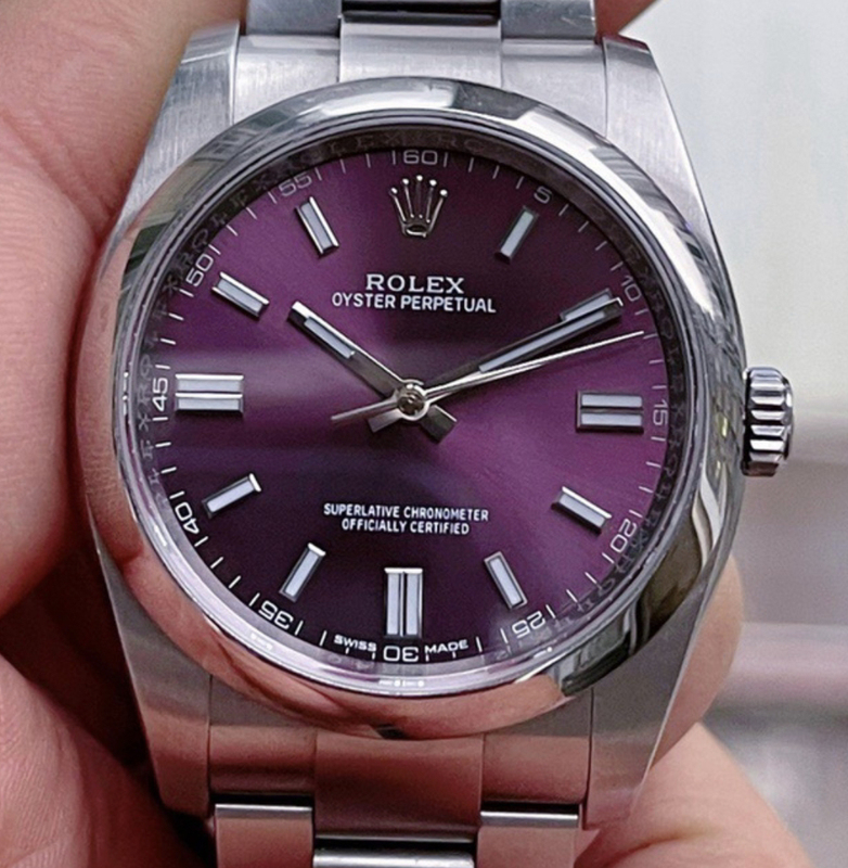 Direct Purchase of 98% New 36mm Rolex Oyster Perpetual Series M116000-0010 Grape Purple Automatic Mechanical Women's Watch