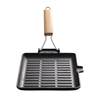 Cast Iron Steak Frying Pan with Foldable Handle, Flat Bottom, Thickened Barbecue Frying Pan for Home Use, Striped Grill Pan for Frying Meat