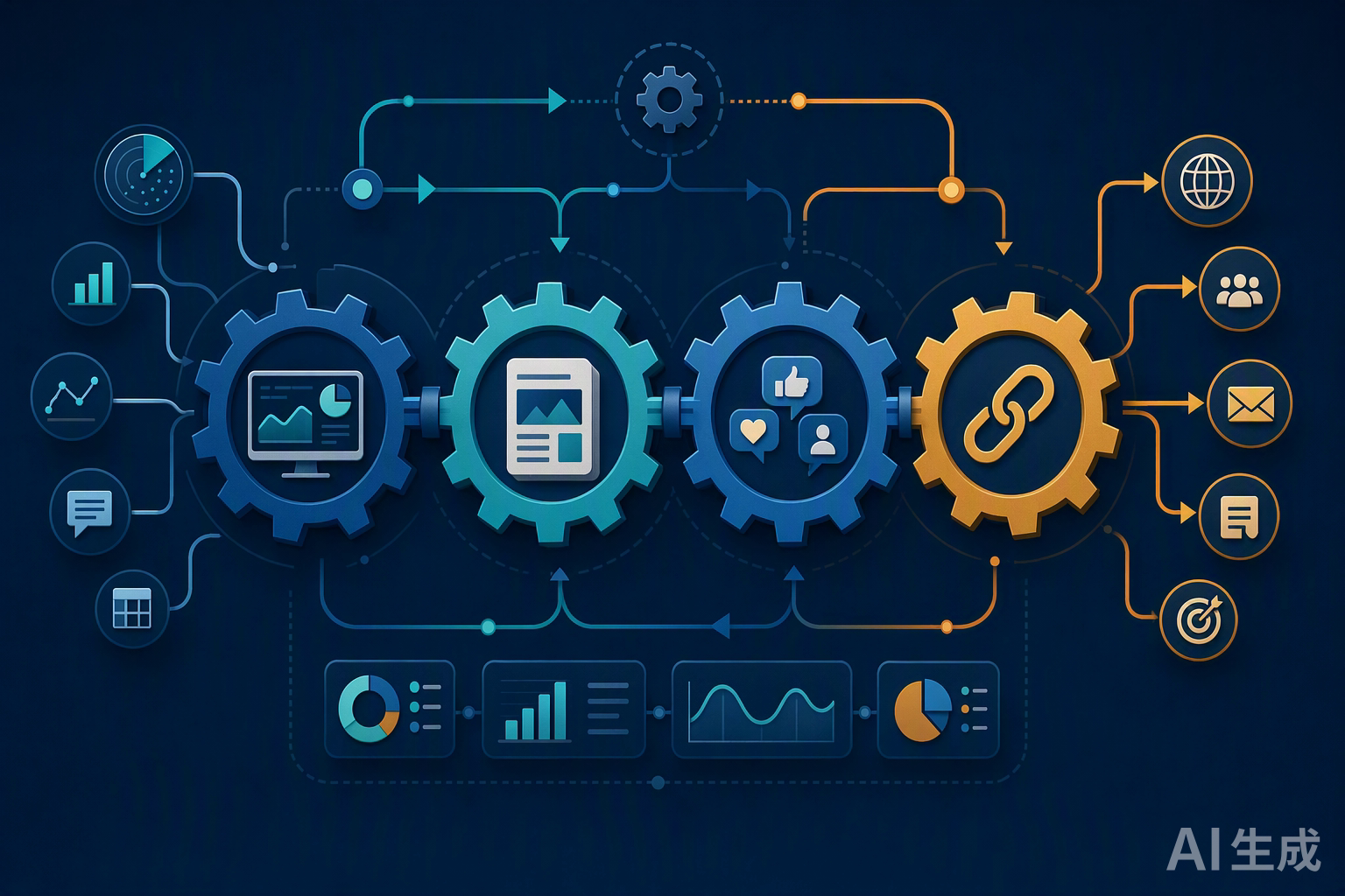 B2B operating model with gears and pipeline flow