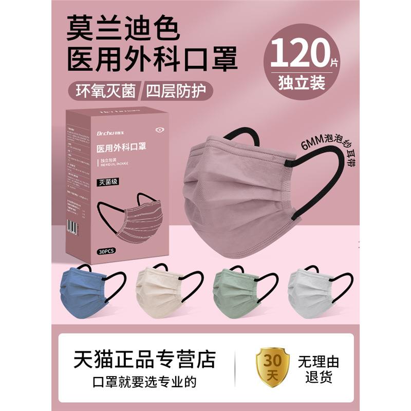莫兰迪灭菌级医用外科口罩一次性医疗女高颜值2024新款