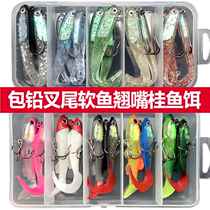 Luya soft bait package lead fish set fork tail soft fish luminous fake bait far into the sea freshwater fishing bass cocked mouth cinnamon bait