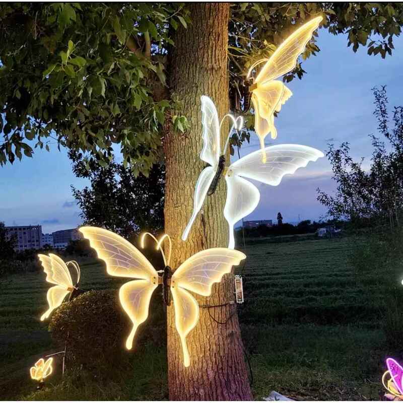 Outdoor Dynamic Glowing Butterfly Lights, Simulated Props, Courtyard Dragonfly-Shaped Lights, Villa Garden Colorful Butterfly Lighting Fixtures Outdoor Dynamic Glowing Butterfly Lights, Simulated Props, Courtyard Dragonfly-Shaped Lights, Villa Garden Colorful Butterfly Lighting Fixtures