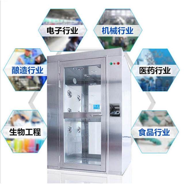 Wei'en stainless steel air shower room single person single blow double double blow automatic roller shutter door goods shower room customization