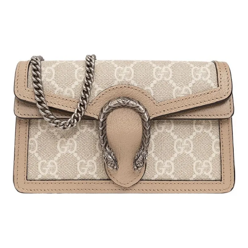9.9 New Gucci Dionysus Canvas and Leather Beige/White Women's Mini Shoulder Bag