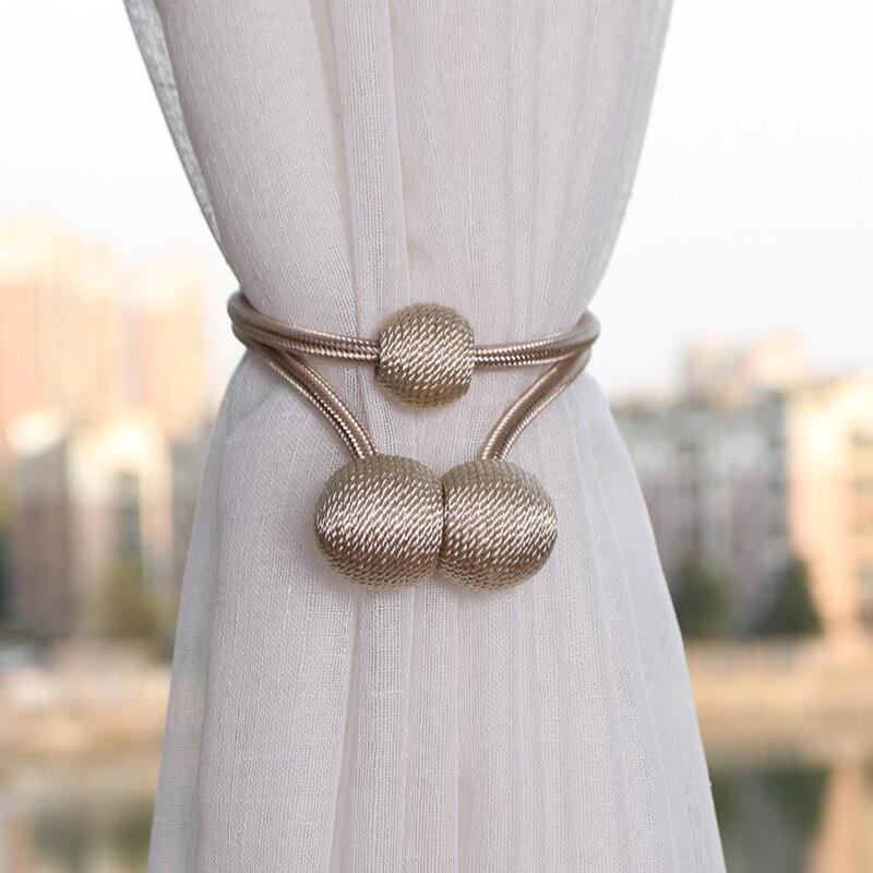 Curtain Tiebacks, a Pair of Light Luxury Tie Ropes with Buckle Decorations, Bed Curtain Storage Ropes, Magnetic Tie Fasteners, Magnetic Buckle