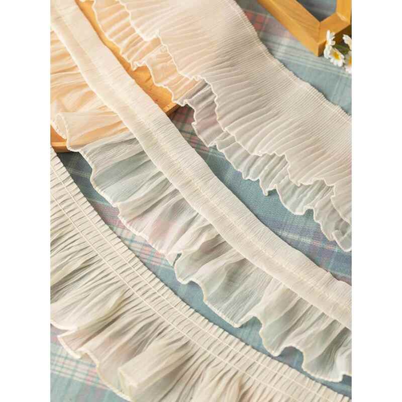 Chiffon Pleated Lace Fabric Accessories, Extended Collars, Lace Mesh, White Clothing Hems, Curtain Widening Tool