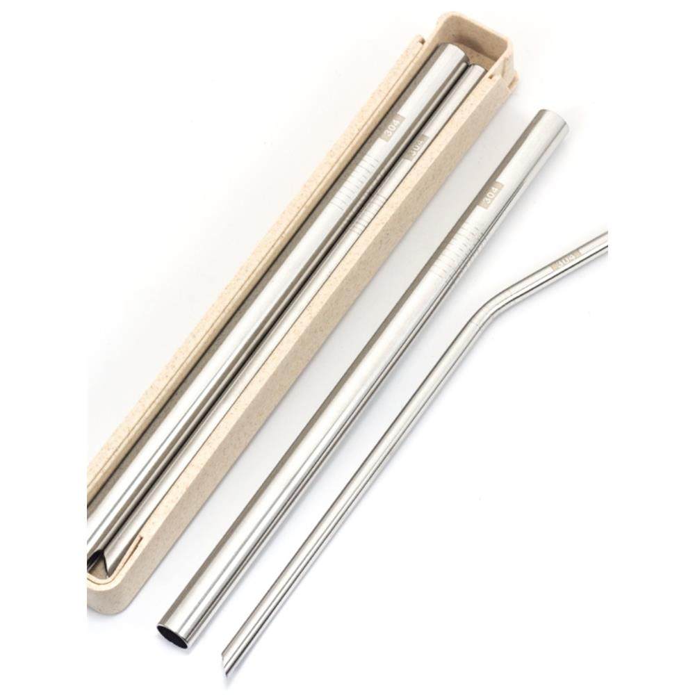 [Pack of Four] Very Practical 304 Stainless Steel Straws, Cold Drink Straw Set, Environmentally Friendly and Recyclable