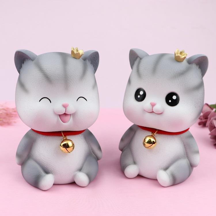 Cat Figurine Internet Celebrity Cute Angel Piggy Bank Exquisite Home Decoration for Living Room Bedroom Desktop Display