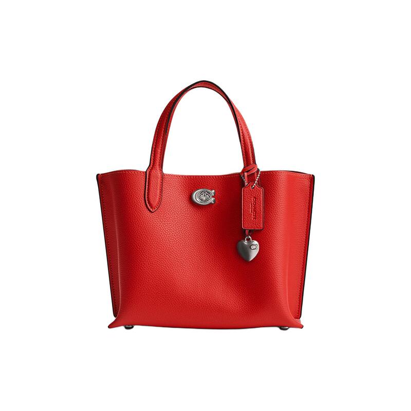 Coach Willow 24 Leather Shopping Bag Shoulder Bag Handbag Medium Size Women's Red