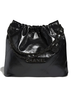 9.9新CHANEL香奈儿22K秋冬SoBlack22Bag菱格纹牛皮黑色女款单肩包