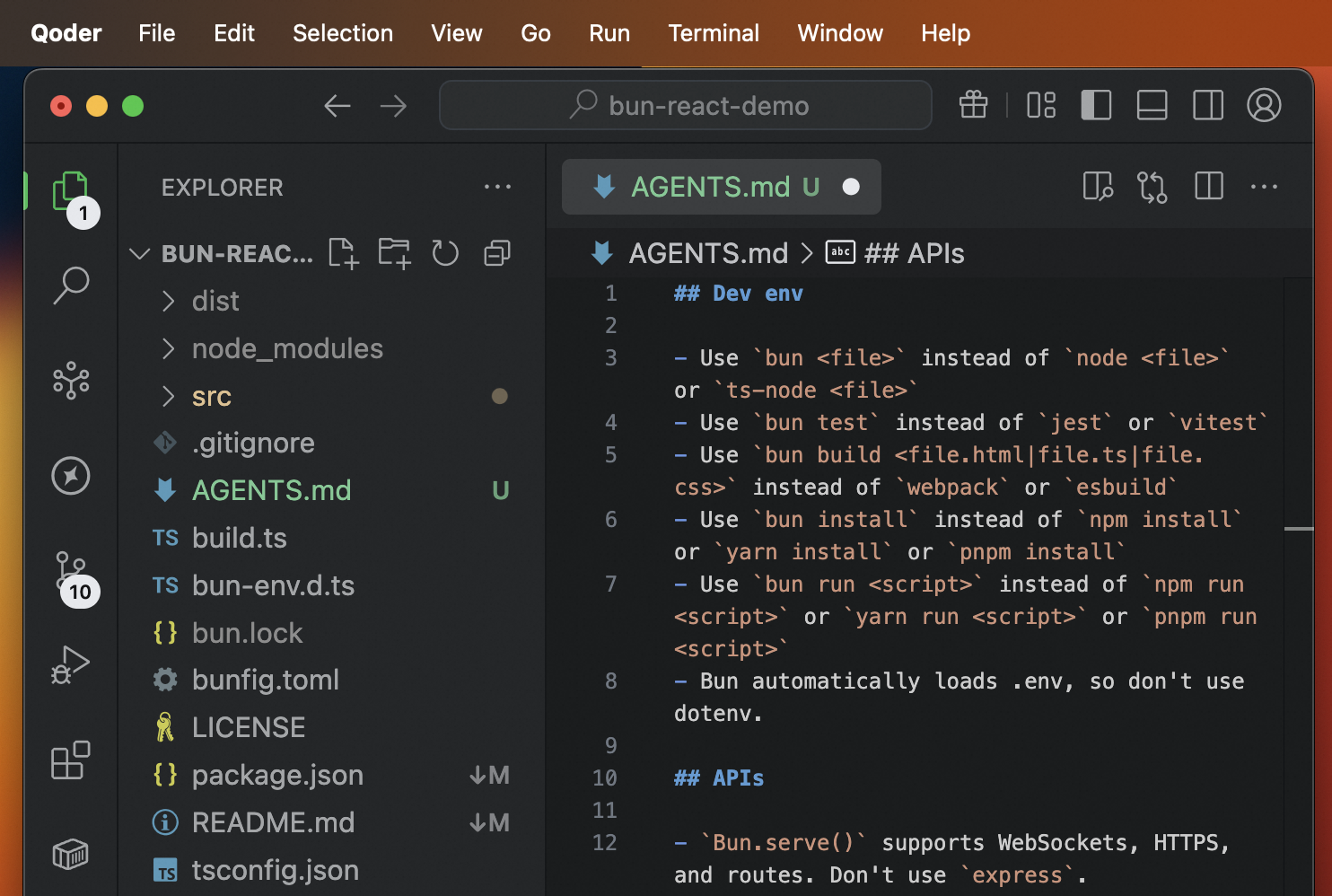 AGENTS.md Support Screenshot