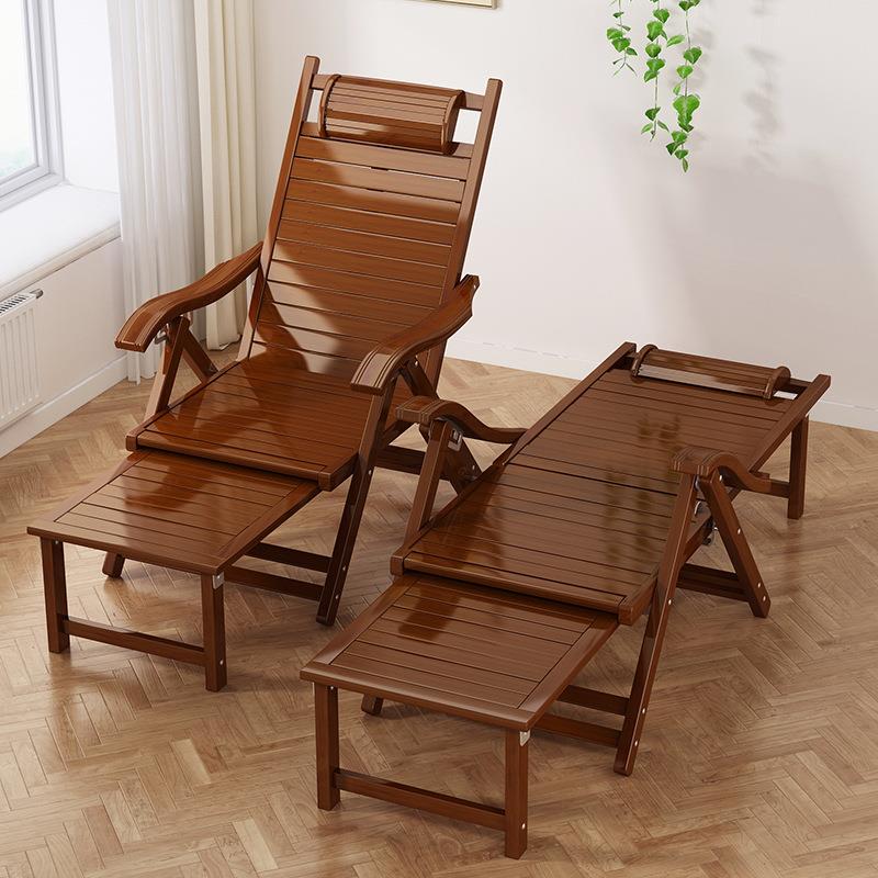 Bamboo Recliner Folding Bed Dual-Purpose Nap Folding Chair for Home Use, Beach Lounging, Backrest Chair, Upgraded Widened Multi-Level Adjustment