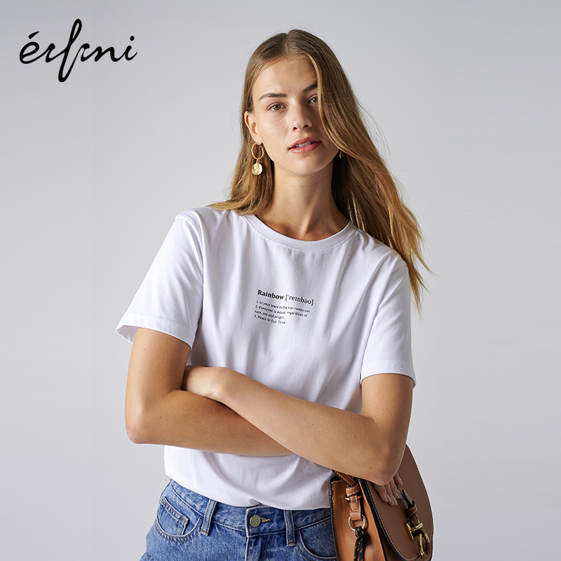 evelie bottoms top women's clothes 2019 spring new short sleeve loose early spring white t-shirt women