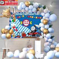 Thomas the Tank Engine birthday background cloth babys 100th birthday party poster wall custom decoration dessert table