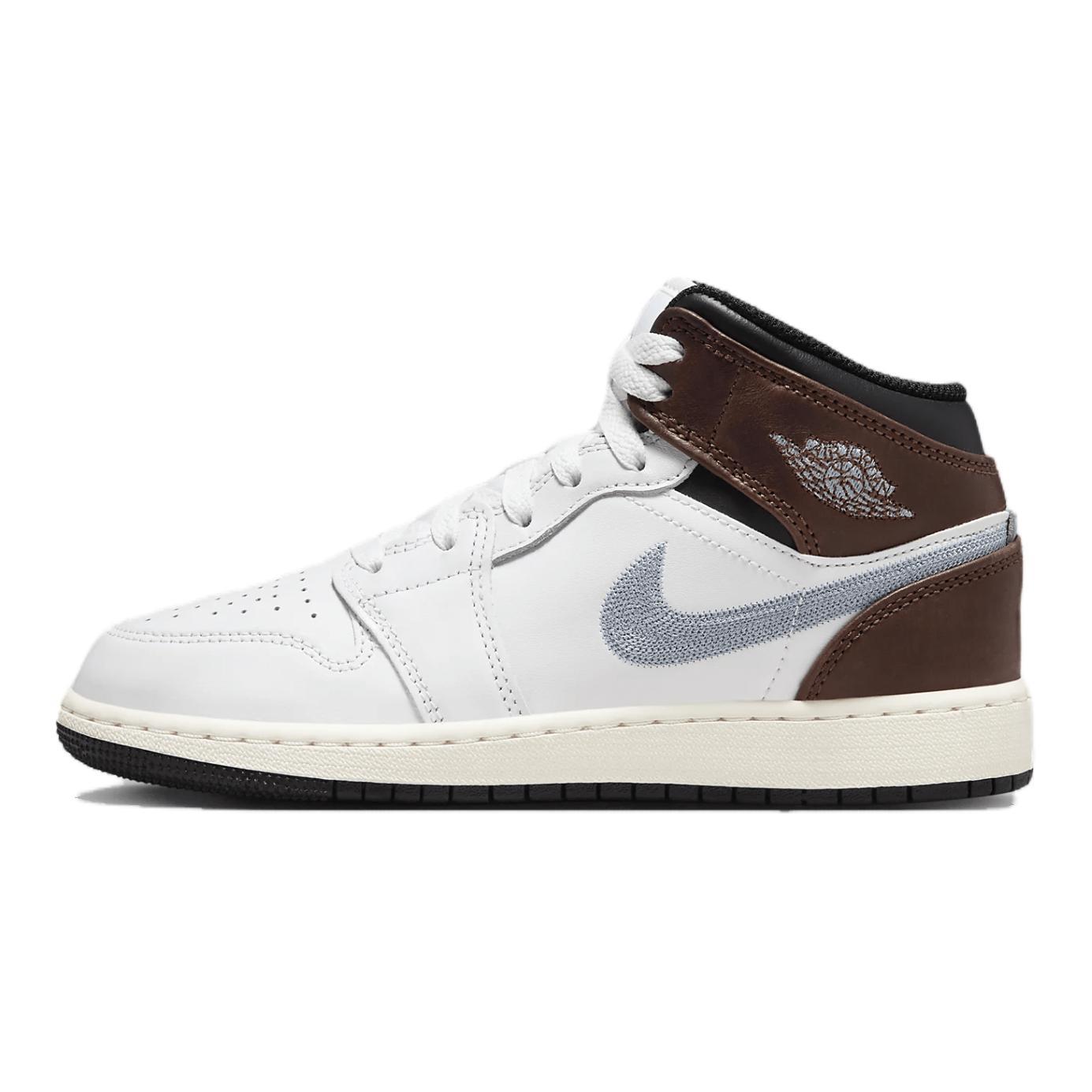 Jordan Air Jordan 1 Mid SE 耐磨透气 中帮 儿童篮球鞋 白棕