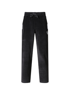 EMPORIO ARMANI/阿玛尼 EA7 FW24盾标贴片绒面抽绳休闲裤男款黑色
