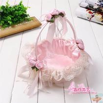 Flower girl scattering flowers blue wedding portable basket petals wedding bridesmaid props wedding props children dancing sprinkle sugar basket