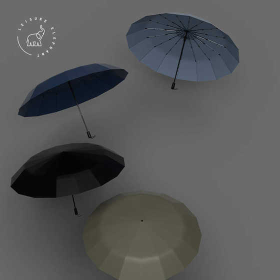 16骨加厚加粗抗强风伞三折手开伞纯色商务雨伞实木柄伞男