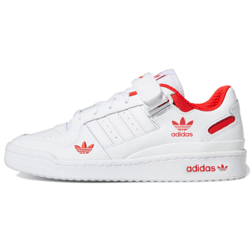 adidas originals FORUM Low 皮革 低帮 板鞋 男女同款 白红