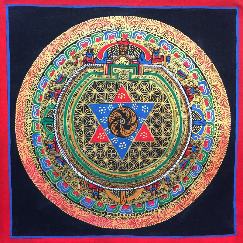 Good gift to send picture frame] Pure hand-painted thangka, painted gold six-character mantra, Nepalese hand-painted thangka TR77