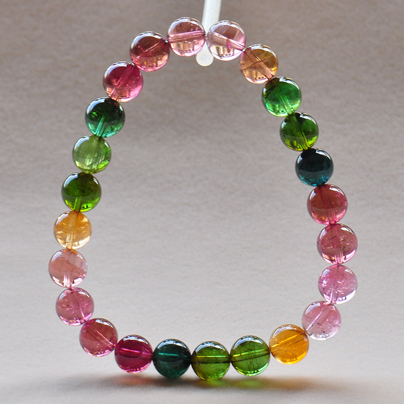 8 1 mi 19 2 g candy color rainbow single ring bracelet Brazilian natural tourmaline bracelet female Wangfu crystal 10901