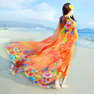 Korean version oversized silk scarf for women sun protection chiffon versatile dance spring style printed shawl scarf